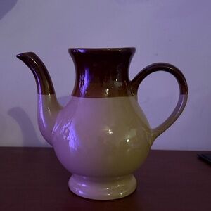 Vintage Brown Stripe Stoneware Pitcher: Farmhouse Pottery Decor (No Lid)